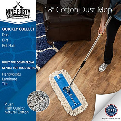 NINE FORTY USA 18 Inch Commercial Cotton Dry Dust Mop Head